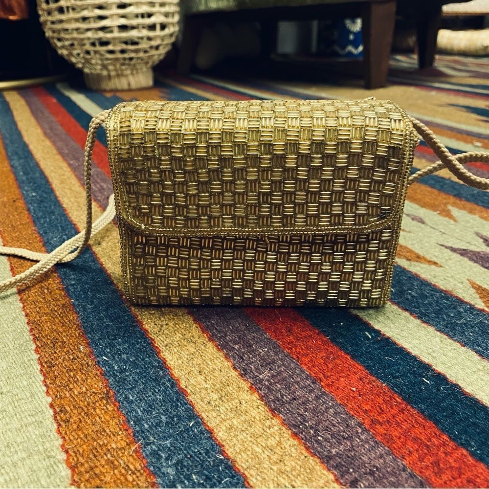 Vintage MAGID gold beaded box shaped evening bag/clutch/purse